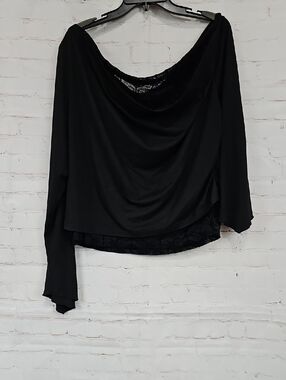 SHEIN Black Lace-Trim Plus Size Top